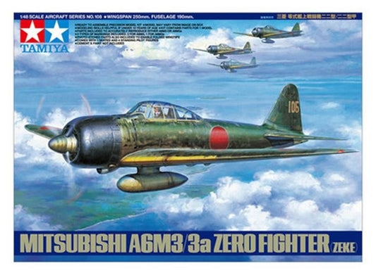 Tamiya 1/48 Mitsubishi A6M3/3A Zero (Zeke) 61108 Model Aircraft Kit