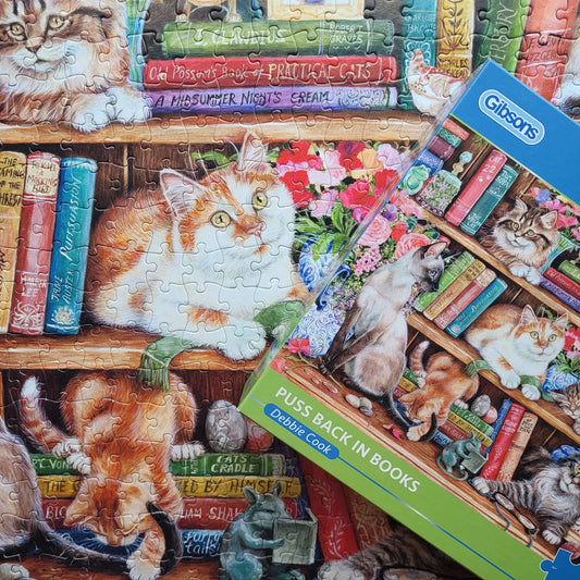 Gibsons Puss Back In Books 500XL Piece Jigsaw Puzzle G3560