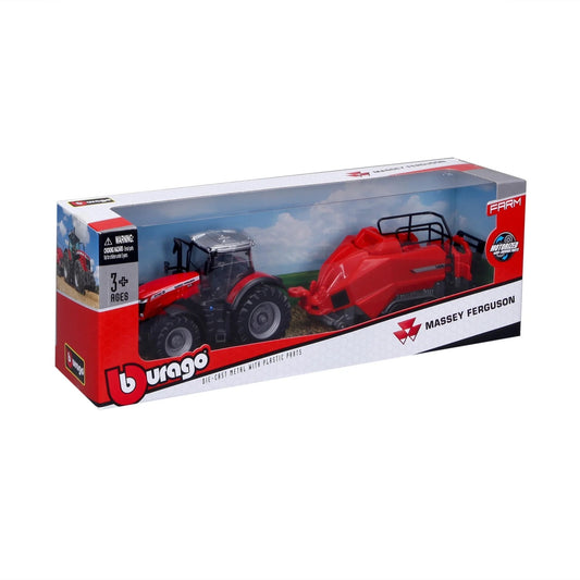 Burago 10cm Massey Fergusson 8740S Tractor with Baler Lifter B18-31667