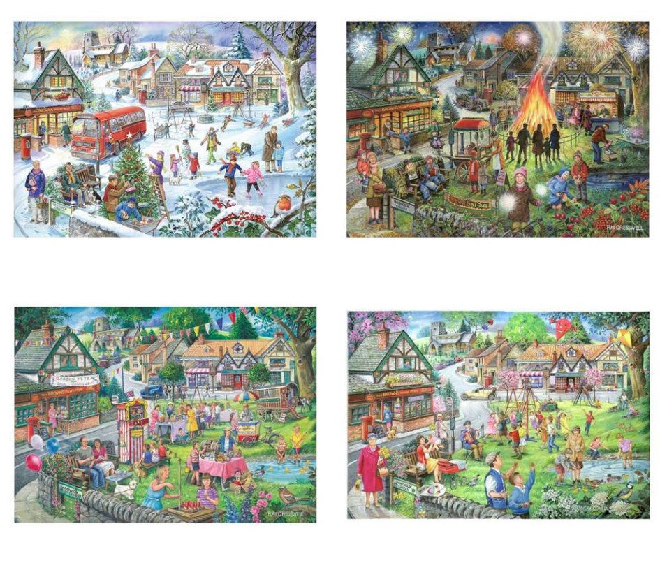 House Of Puzzles Seasons On The Green 4 x 500 Piece Jigsaw Puzzle HP0767
