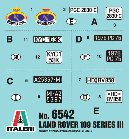Italeri 6542 1/35 Land Rover Series III 109 "Guardia Civil"
