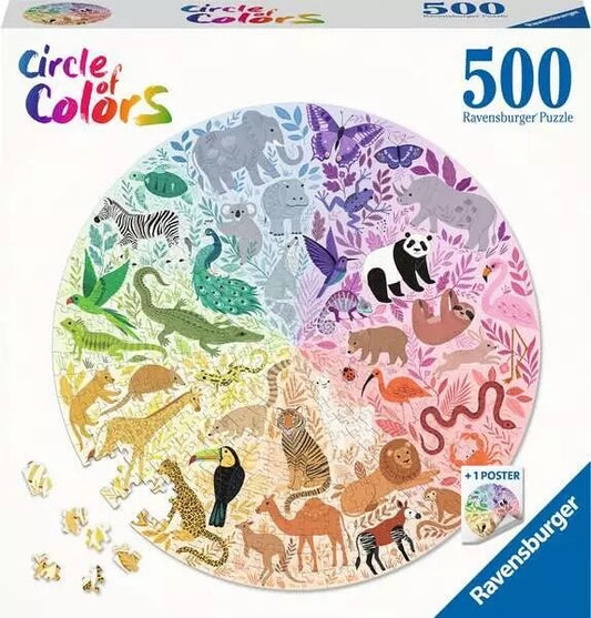 Ravensburger Animals Circle Of Colours Circular 500 Piece Jigsaw Puzzle Toys
