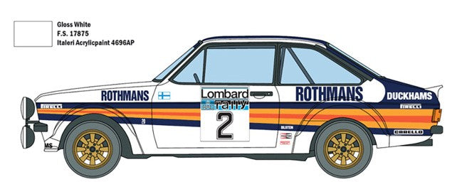 ITALERI 1:24 1/24 Ford Escort RS1800 MkII Lombard SCALE MODEL KIT 3650