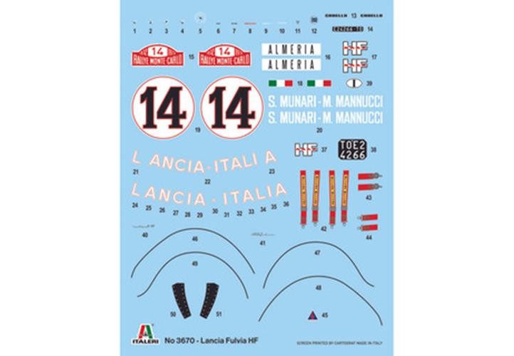 ITALERI 1:24 1/24 Lancia Fulvia HF Rally Monte Carlo 1972 MODEL CAR KIT 3670