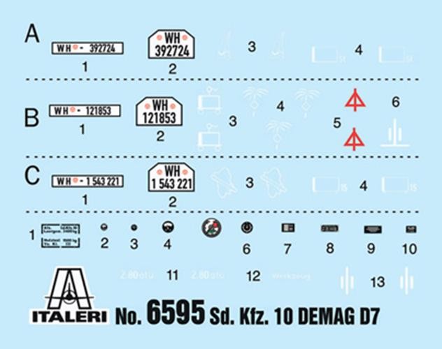 ITALERI 1/35 1:35 SD KFZ 10 Demag with LE IG18 & Crew 6595