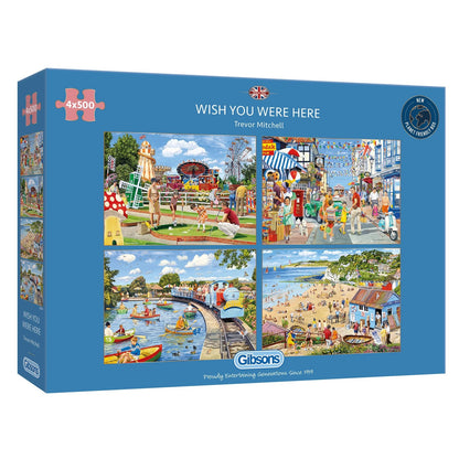 Gibsons Games Wish You Were Here 4 x 500 Piece Jigsaw Puzzle Toys G5059