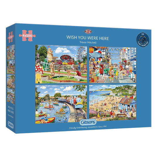 Gibsons Games Wish You Were Here 4 x 500 Piece Jigsaw Puzzle Toys G5059