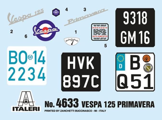 ITALERI 1;9 VESPA 125 PRIMAVERA MODEL KIT 4633