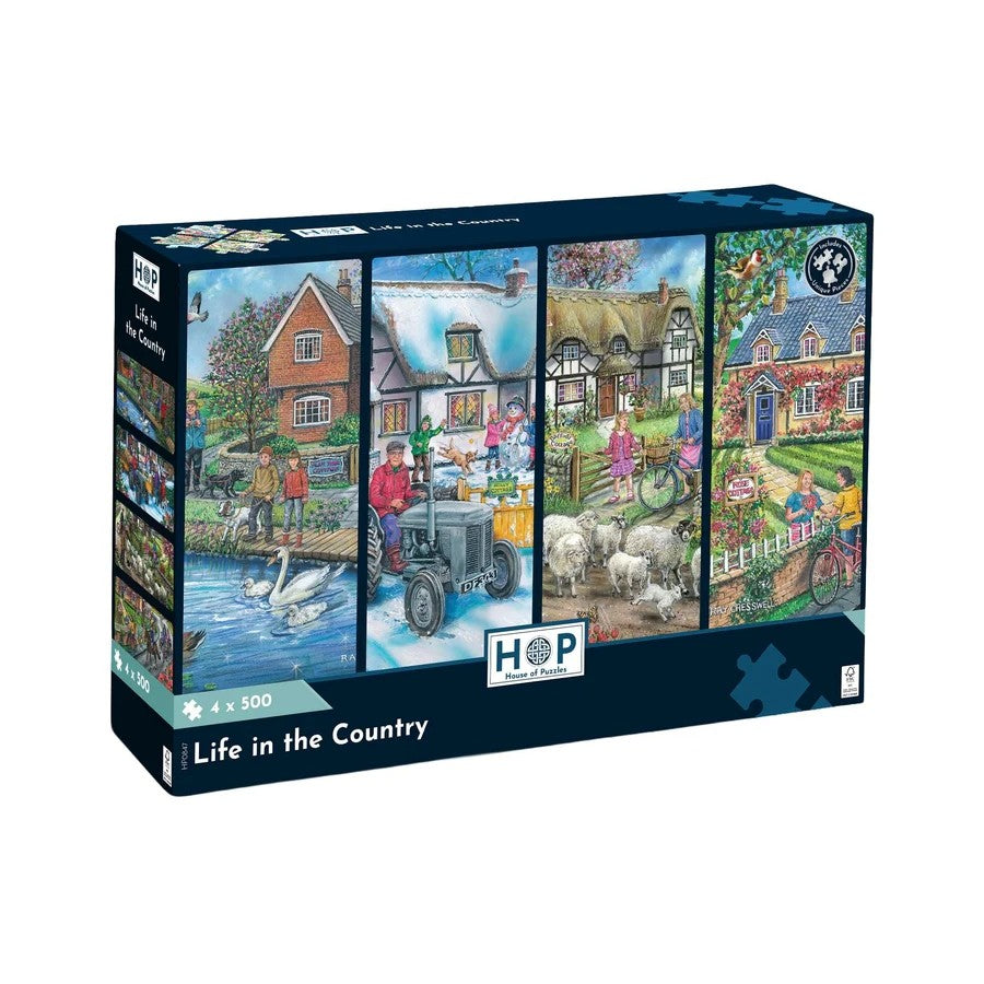 House Of Puzzles Life In The Country 4 x 500 Piece Jigsaw Puzzle Toys HP0847