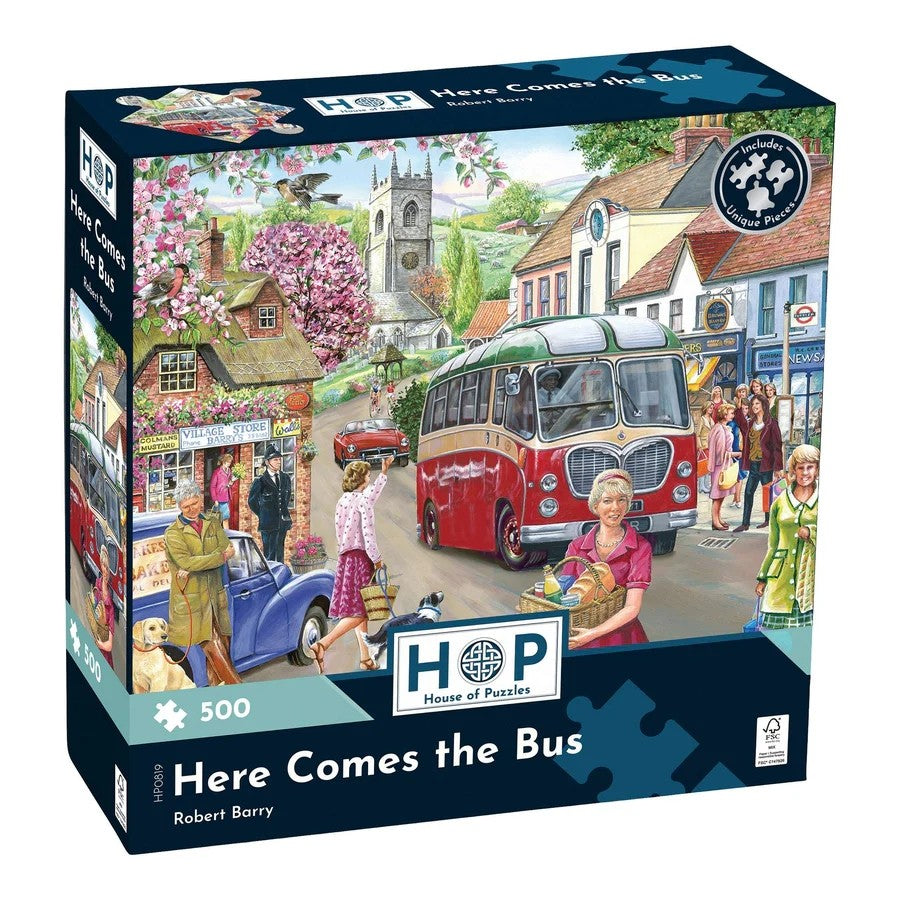 House Of Puzzles Here Comes The Bus 500 Piece Jigsaw Puzzle Toys HP0819