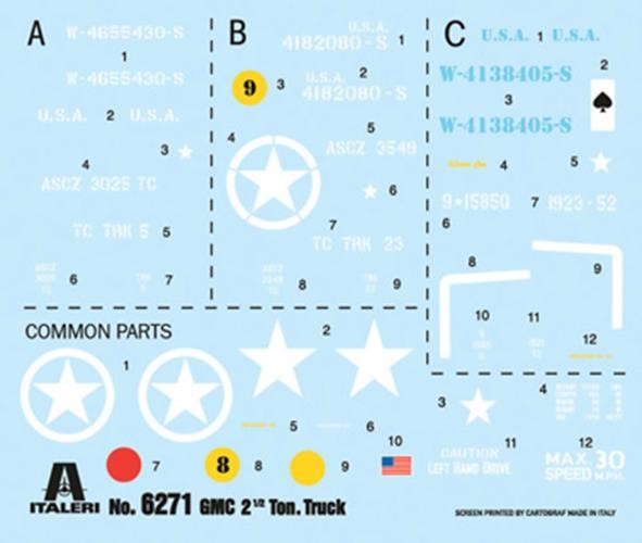 ITALERI 1/35 1:35 GMC 2 1/2 Ton, 6x6 truck RR SCALE MODEL KIT 6271