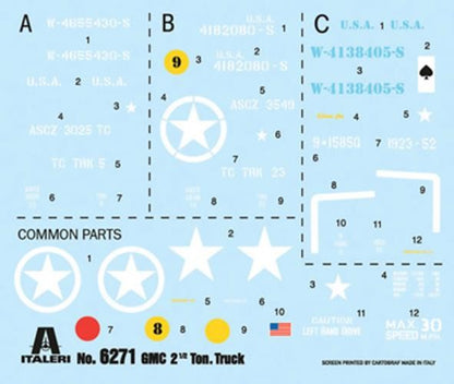 ITALERI 1/35 1:35 GMC 2 1/2 Ton, 6x6 truck RR SCALE MODEL KIT 6271