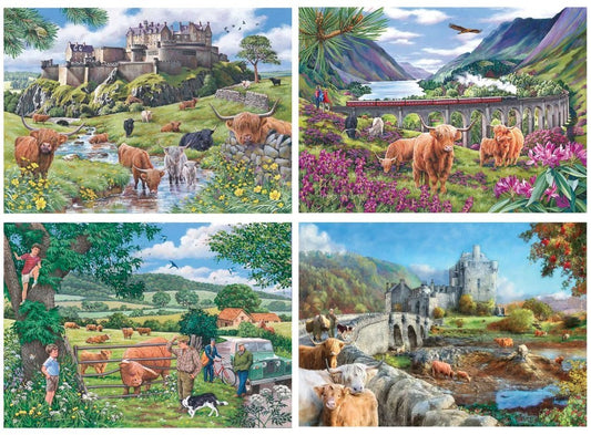 House Of Puzzles Roaming The Highland 4 x 500 Piece Jigsaw Toys HP0774