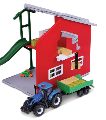 Burago 1:43 FARMLAND PLAYSET HORSE STABLE WITH NEW HOLLAND TRACTOR B18-31682