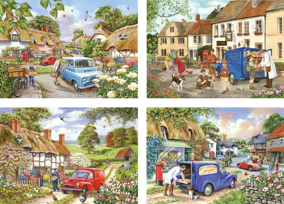 House Of Puzzles Village Life 4 x 500 Piece Jigsaw Puzzle Toys HP0823