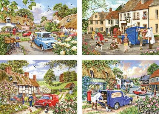 House Of Puzzles Village Life 4 x 500 Piece Jigsaw Puzzle Toys HP0823