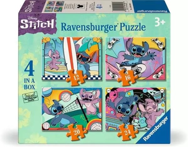 Ravensburger Disney Stitch 4 In A Box 12, 16, 20, 24 Piece Jigsaw Puzzle Toys
