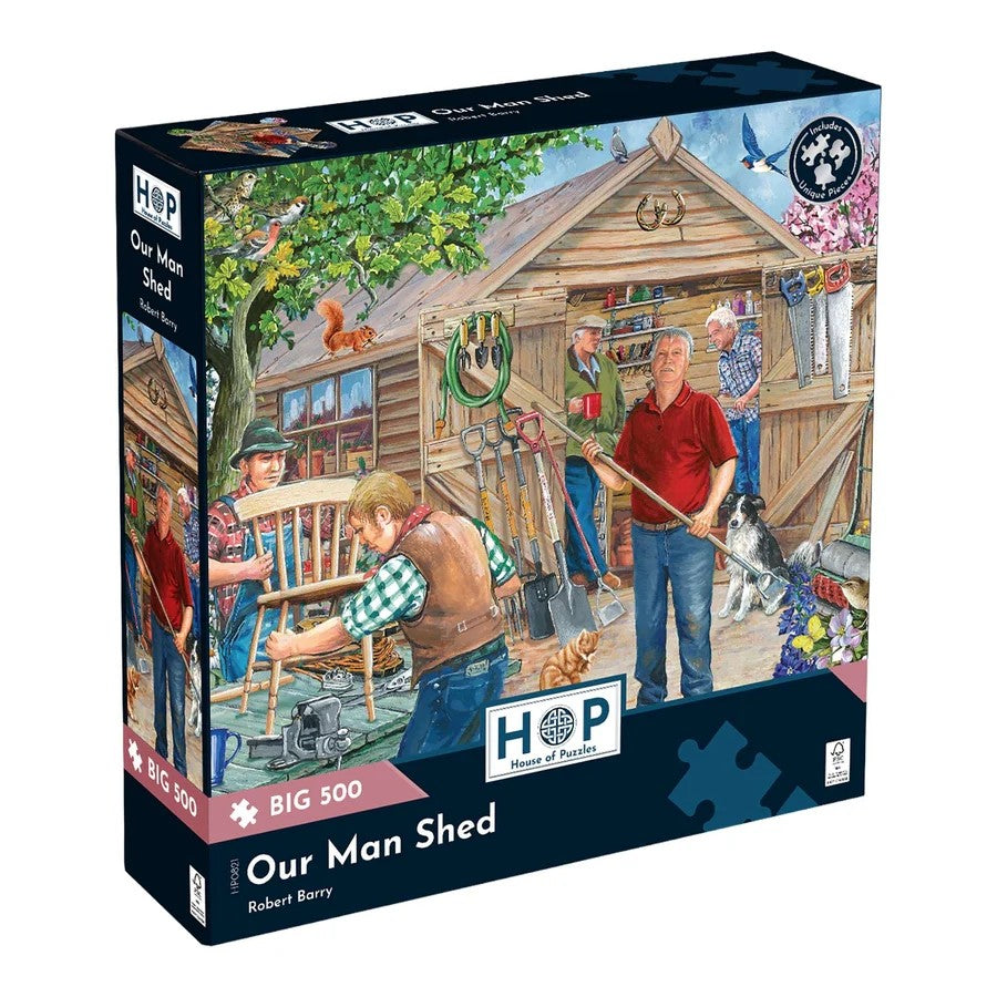 House Of Puzzles Our Man Shed Big 500 Piece Jigsaw Puzzle Toys HP0821