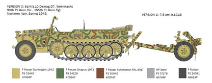 ITALERI 1/35 1:35 SD KFZ 10 Demag with LE IG18 & Crew 6595