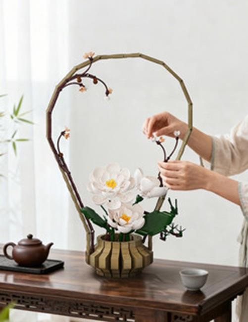 CADA BUILDING BLOCK KIT Oriental Floral Art: Winter - 990 pcs