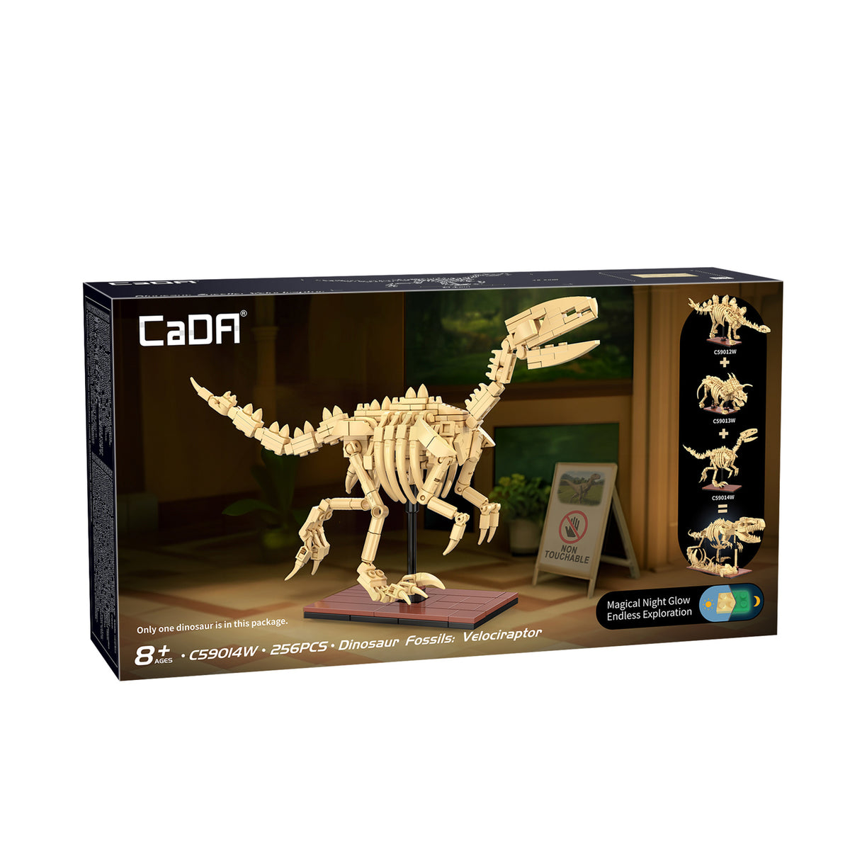 CaDA Building Bricks Velociraptor Dinosaur Fossils 256 Piece Model Kit C59014W