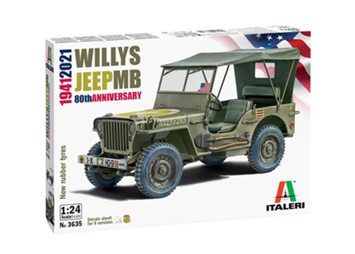 ITALERI 1:24 1/24 Willys Jeep MB SCALE MODEL KIT 3635