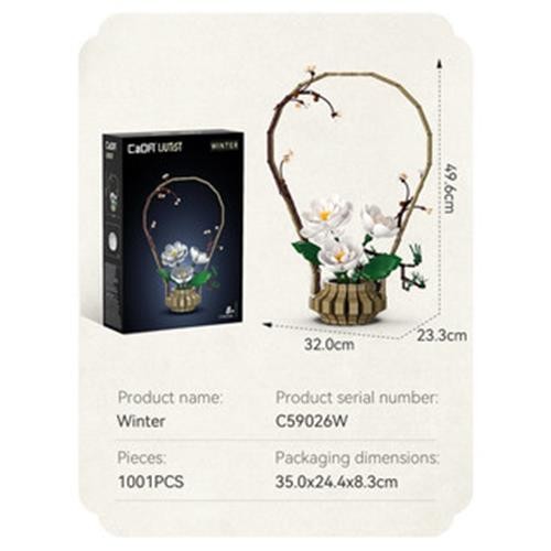 CADA BUILDING BLOCK KIT Oriental Floral Art: Winter - 990 pcs