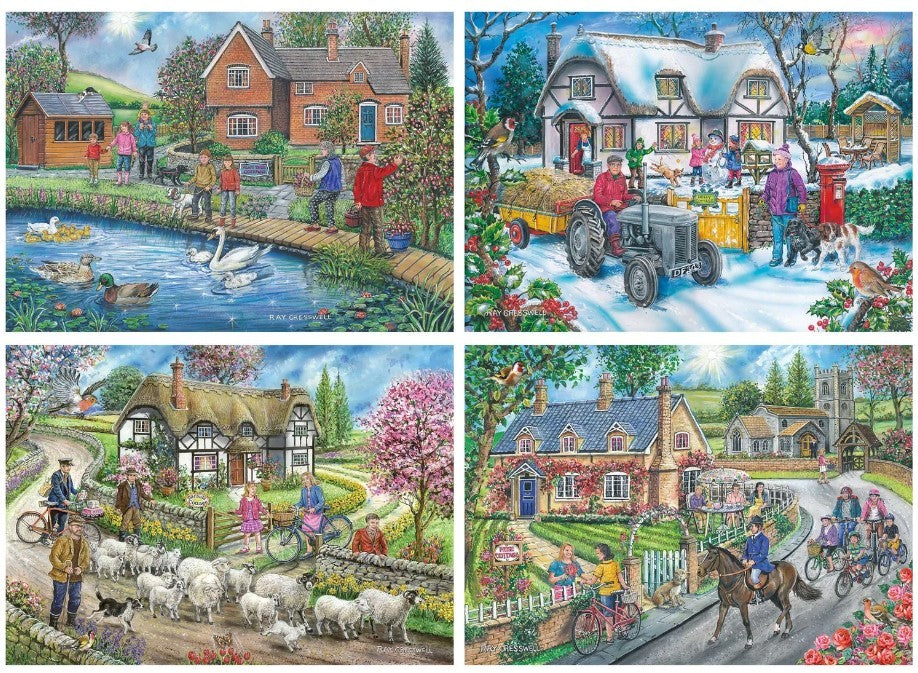 House Of Puzzles Life In The Country 4 x 500 Piece Jigsaw Puzzle Toys HP0847