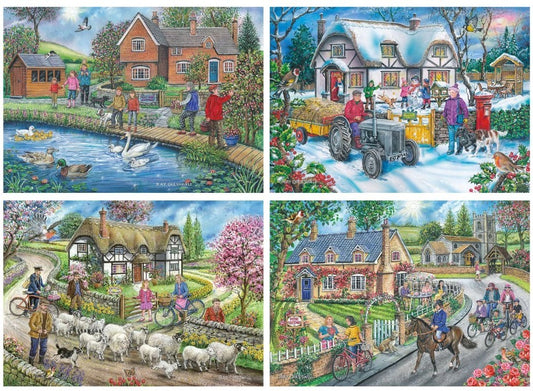 House Of Puzzles Life In The Country 4 x 500 Piece Jigsaw Puzzle Toys HP0847