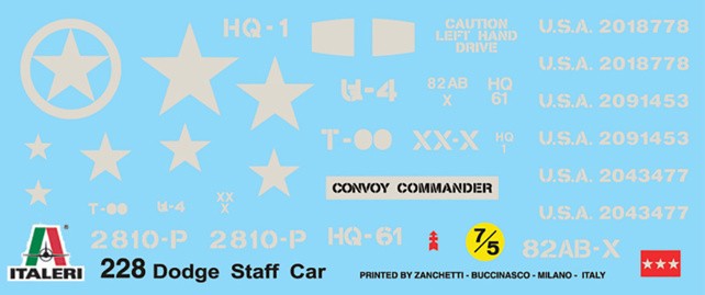 ITALERI 1/35 1:35 Dodge WC-56 Command Car MILITARY MODEL KIT 228