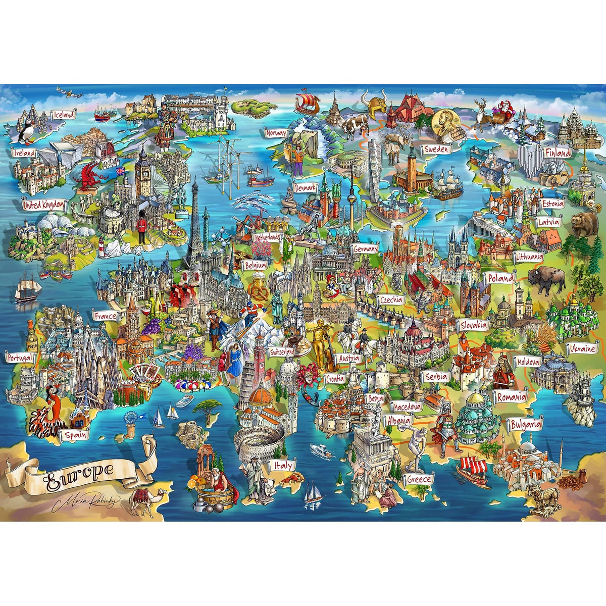Gibsons Exploring Europe 1000 Piece Jigsaw Puzzle G7130