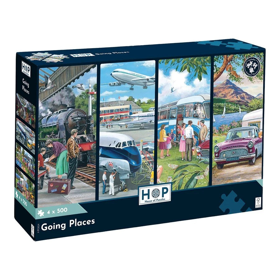 House Of Puzzles Going Places 4 x 500 Piece Jigsaw Puzzle Toys HP0824