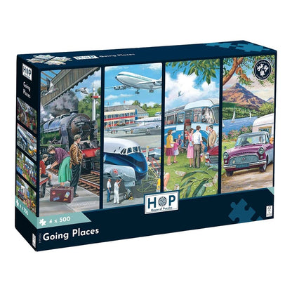 House Of Puzzles Going Places 4 x 500 Piece Jigsaw Puzzle Toys HP0824