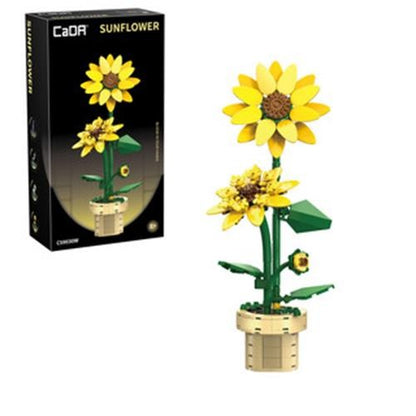CADA BUILDING BLOCK KIT Sunflower Building Block Planter - 187 pcs