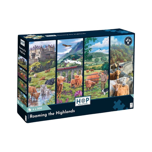 House Of Puzzles Roaming The Highland 4 x 500 Piece Jigsaw Toys HP0774