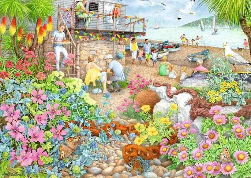 Ravensburger Cosy Cafe No.1 The Beach Garden Cafe 1000 Piece Jigsaw Puzzle