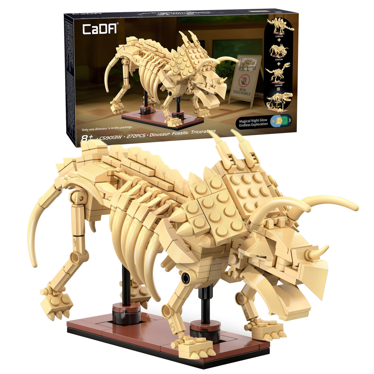 CaDA Building Bricks Triceratops Dinosaur Fossils 272 Piece Model Kit C59013W