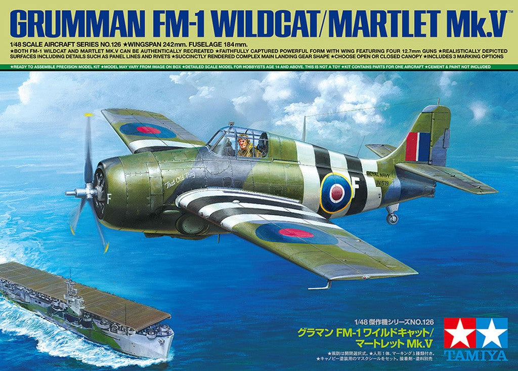 Tamiya Model Kit Grumman FM.1 Wildcat/Martlet Mk.V Plane Model Kit Toys 61126