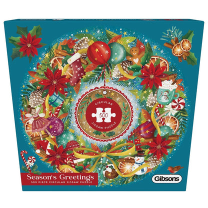 Gibsons Games Seasons Greetings Circular 500 Piece Jigsaw Puzzle Toys G3707