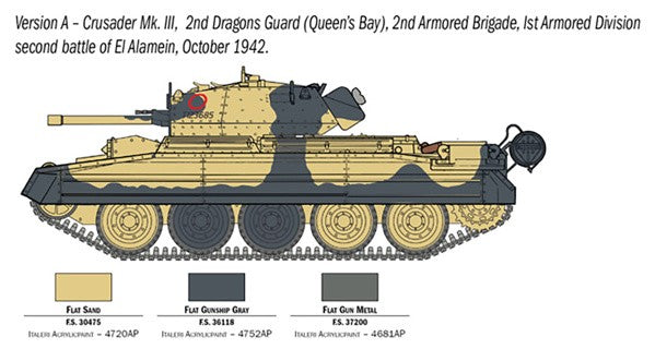 ITALERI 1/35 1:35 CRUSADER MK III WITH TANK CREW El ALAMEIN Model Kit 6592