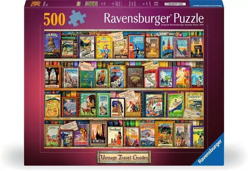 Ravensburger Vintage Travel Guides Aimee Stewart 500 Piece Jigsaw Puzzle Toys