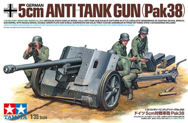 Tamiya 1/35 1:35 1/35 German Anti-Tank Gun 5cm Pak 38 MILITARY MODEL KIT 35392