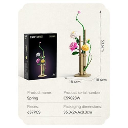 CADA BUILDING BLOCK KIT Oriental Floral Art: Spring - 613 pcs C59023W
