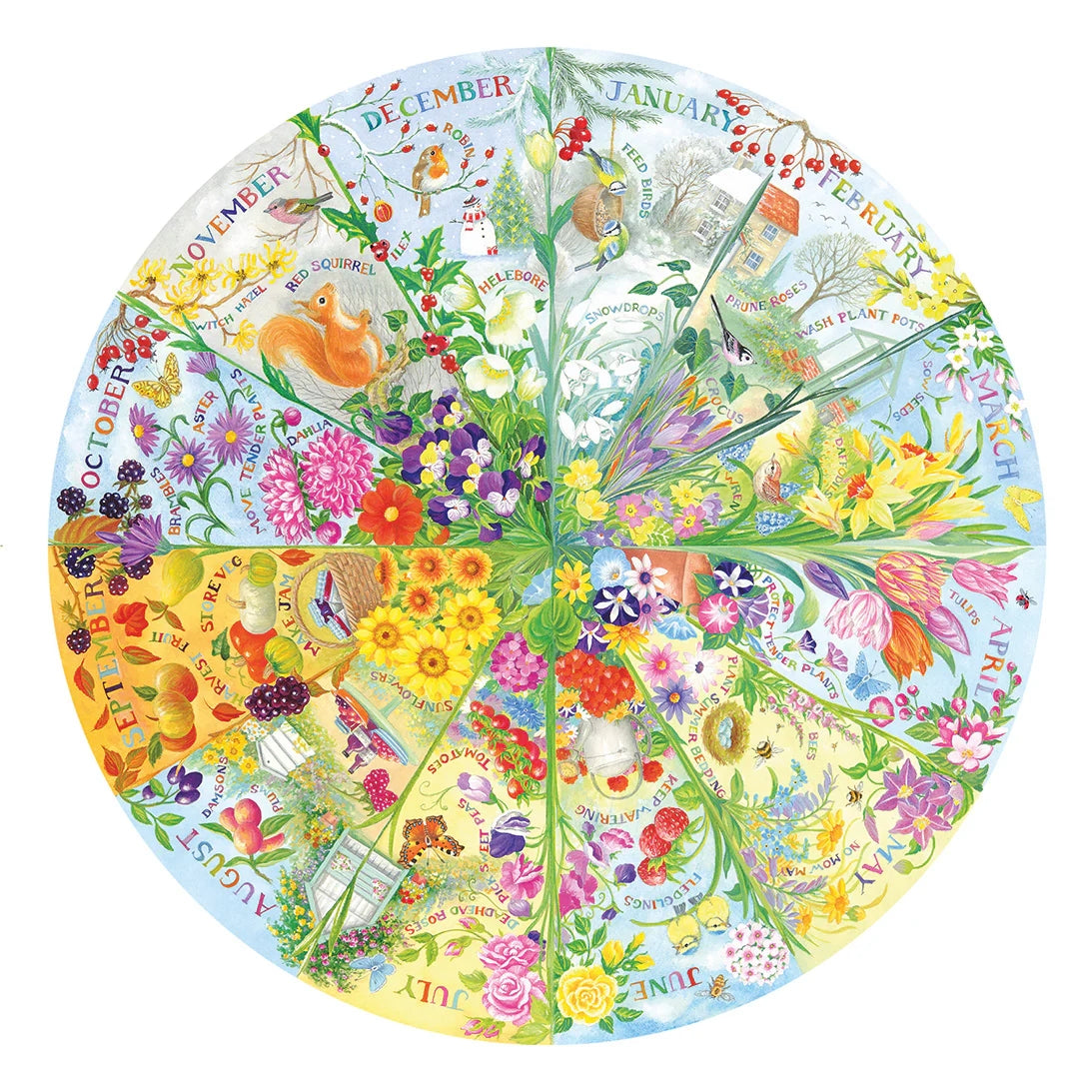 Gibsons A Year In The Garden 500 Piece Circular Jigsaw Puzzle G3705