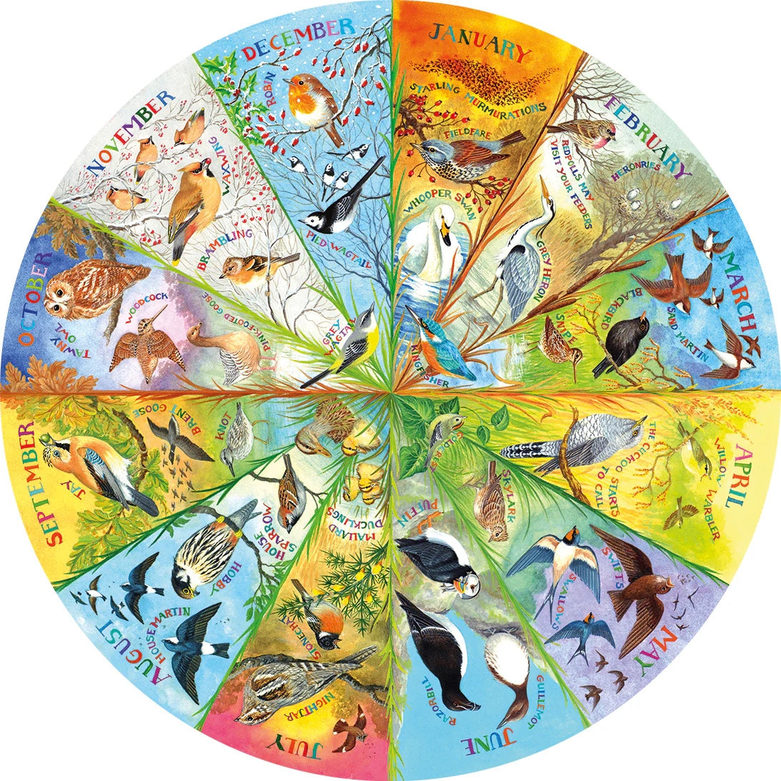 Gibsons RSPB: Birds Of The Year 500 Piece Circular Jigsaw Puzzle G3706