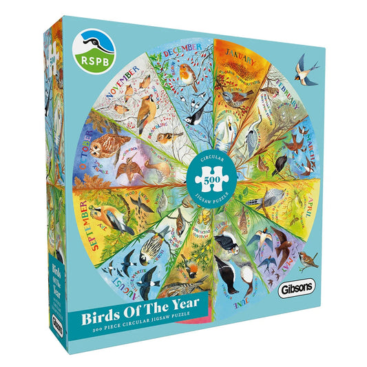Gibsons RSPB: Birds Of The Year 500 Piece Circular Jigsaw Puzzle G3706