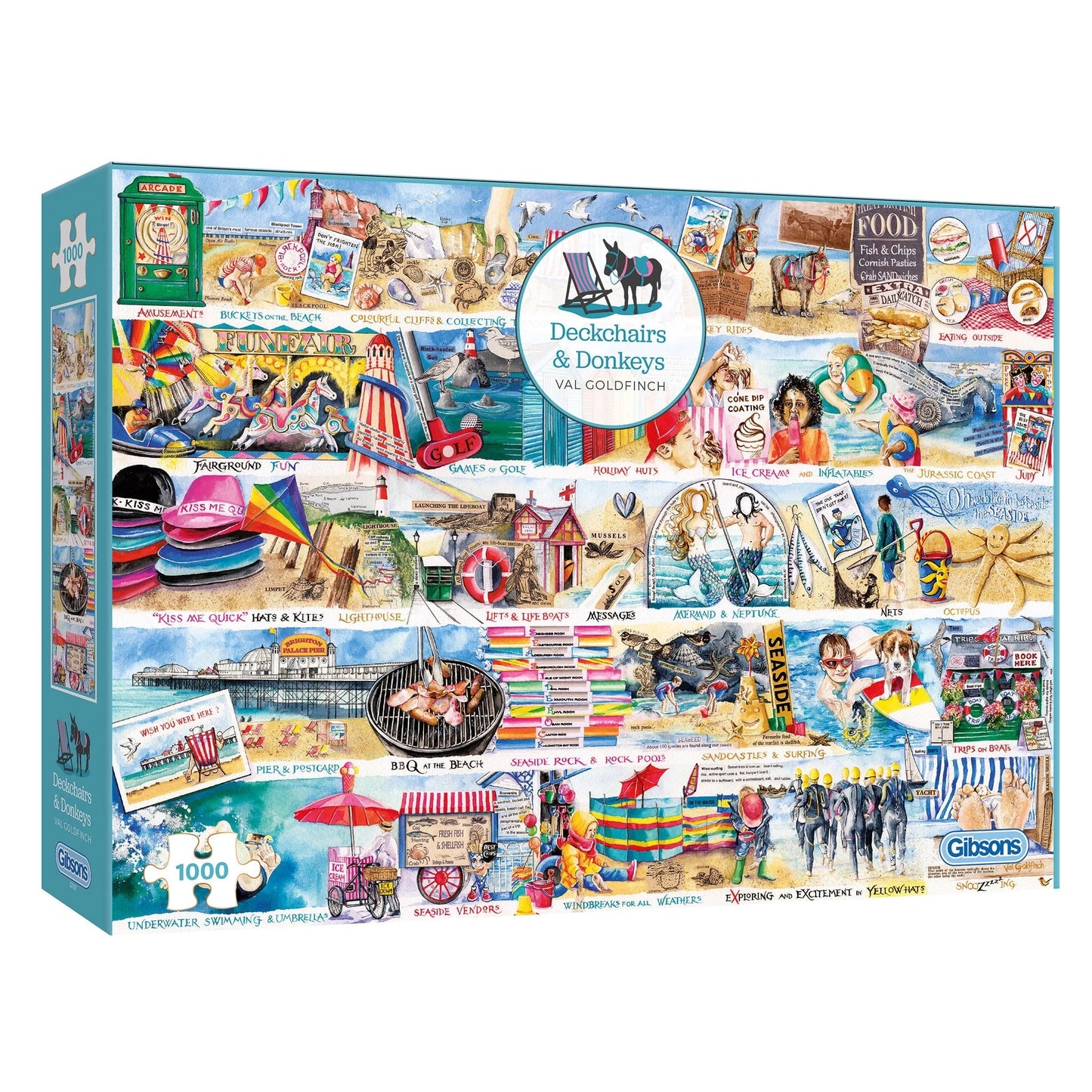 Gibsons Games Deckchairs & Donkeys 1000 Piece Jigsaw Puzzle Toys G7117
