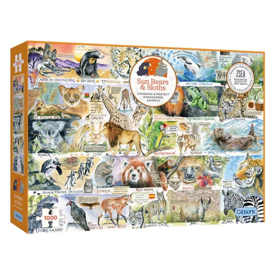 Gibsons Sun Bears And Sloths 1000 Piece Jigsaw Puzzle G7134