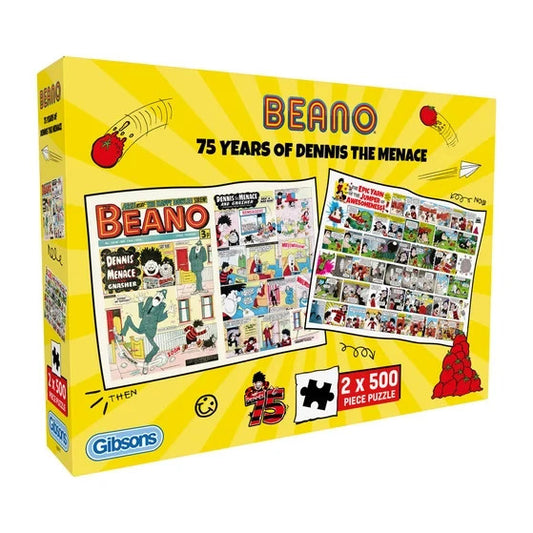 Gibsons Beano 75 Years Of Dennis The Menace 2 x 500 Piece Jigsaw Puzzle G5075