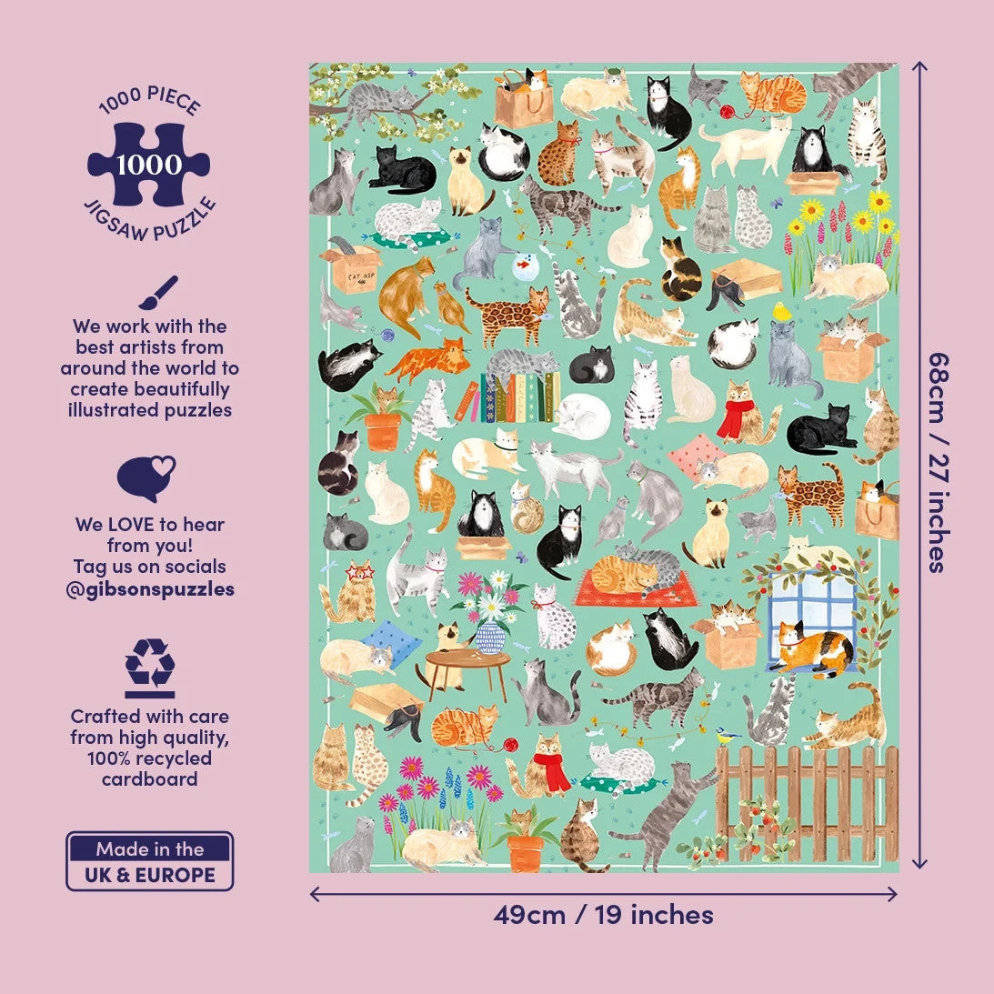 Gibsons Games Art File: It's A Cat's Life 1000 Piece Jigsaw Puzzle Toys G7227